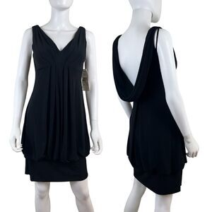 Vintage Eliza J Women Size 6 Black Pullover Mini NEW Dress Drape Back Bubble Hem
